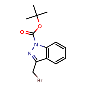Chemical structure of tert-butyl 3-(bromomethyl)-1H-indazole-1-carboxylate , CAS 174180-42-8, AChemBlock O33469