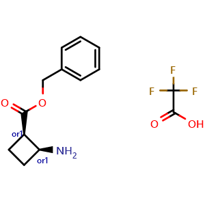 Chemical structure of benzyl cis-2-aminocyclobutane-1-carboxylate;trifluoroacetic acid , CAS 2173637-42-6, AChemBlock O33496