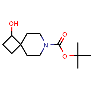 Chemical structure of tert-butyl 1-hydroxy-7-azaspiro[3.5]nonane-7-carboxylate , CAS 1338247-76-9, AChemBlock O33499