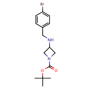 Chemical structure of tert-butyl 3-{[(4-bromophenyl)methyl]amino}azetidine-1-carboxylate , CAS 887579-73-9, AChemBlock O33507
