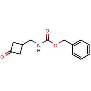 Chemical structure of benzyl N-[(3-oxocyclobutyl)methyl]carbamate , CAS 1869903-79-6, AChemBlock O33525