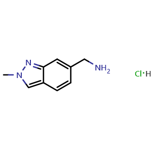 Chemical structure of 1-(2-methyl-2H-indazol-6-yl)methanamine hydrochloride , CAS 2173992-05-5, AChemBlock O33534