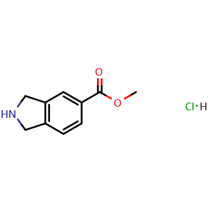 Chemical structure of methyl 2,3dihydro1hisoindole5carboxylate hydrochloride , CAS 127168-93-8, AChemBlock O33545