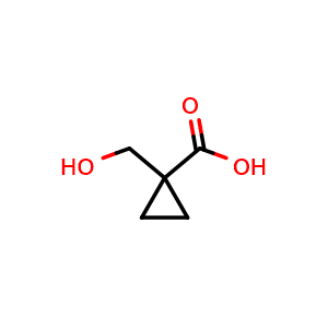 Chemical structure of 1-(hydroxymethyl)cyclopropane-1-carboxylic acid , CAS 49640-66-6, AChemBlock O33574