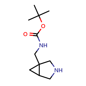 Chemical structure of tert-butyl N-({3-azabicyclo[3.1.0]hexan-1-yl}methyl)carbamate , CAS 134574-96-2, AChemBlock O33581
