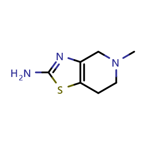 Chemical structure of 5-methyl-4H,5H,6H,7H-[1,3]thiazolo[4,5-c]pyridin-2-amine , CAS 784079-98-7, AChemBlock O33589