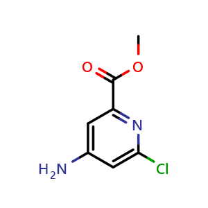 Chemical structure of methyl 4-amino-6-chloropyridine-2-carboxylate , CAS 1235475-17-8, AChemBlock O33590