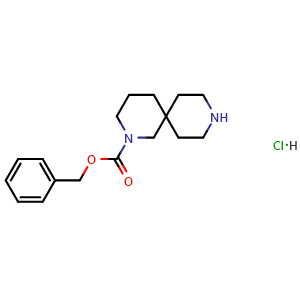 Chemical structure of benzyl 2,9-diazaspiro[5.5]undecane-2-carboxylate hydrochloride , CAS 1714144-91-8, AChemBlock O33593