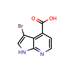 Chemical structure of 3-bromo-1H-pyrrolo[2,3-b]pyridine-4-carboxylic acid , CAS 1190314-17-0, AChemBlock O33596