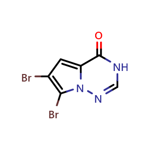 Chemical structure of 6,7-dibromo-3H,4H-pyrrolo[2,1-f][1,2,4]triazin-4-one , CAS 2173992-47-5, AChemBlock O33602