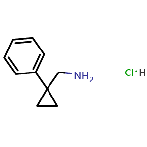 Chemical structure of (1-Phenylcyclopropyl)methylamine Hydrochloride , CAS 935-43-3, AChemBlock O33642