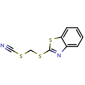 Chemical structure of 2-((thiocyanatomethyl)thio)benzo[d]thiazole , CAS 21564-17-0, AChemBlock O33683