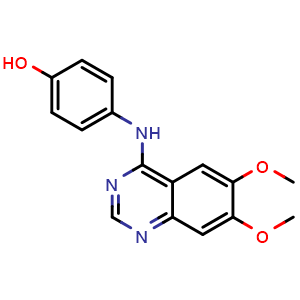Chemical structure of 4-[(6,7-Dimethoxy-4-quinazolinyl)amino]phenol , CAS 202475-60-3, AChemBlock O33725