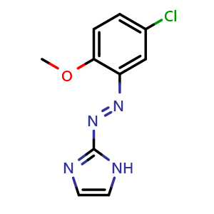 Chemical structure of (E)-2-((5-Chloro-2-methoxyphenyl)diazenyl)-1H-imidazole , CAS 77636-92-1, AChemBlock O33989
