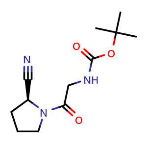 Chemical structure of (S)-tert-Butyl 2-(2-cyanopyrrolidin-1-yl)-2-oxoethylcarbamate , CAS 952023-06-2, AChemBlock O33993
