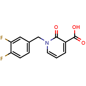 Chemical structure of 1-(3,4-Difluorobenzyl)-2-oxo-1,2-dihydropyridine-3-carboxylic acid , CAS 1001413-01-9, AChemBlock O34004