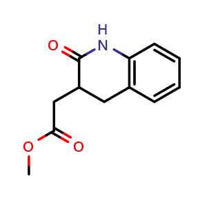 Chemical structure of Methyl 2-(2-oxo-1,2,3,4-tetrahydroquinolin-3-yl)acetate , CAS 61164-72-5, AChemBlock O34014