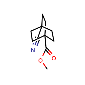 Chemical structure of Methyl 4-cyanobicyclo[2.2.2]octane-1-carboxylate , CAS 54202-05-0, AChemBlock O34025