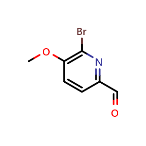 Chemical structure of 6-Bromo-5-Methoxypicolinaldehyde , CAS 329217-74-5, AChemBlock O34034
