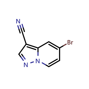 Chemical structure of 5-Bromo-pyrazolo[1,5-a]pyridine-3-carbonitrile , CAS 1352900-95-8, AChemBlock O34055