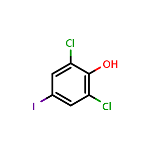 Chemical structure of 2,6-Dichloro-4-iodophenol , CAS 34074-22-1, AChemBlock O34086