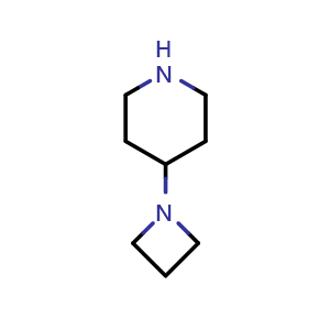 Chemical structure of 4-(Azetidin-1-yl)piperidine , CAS 686298-29-3, AChemBlock O34121