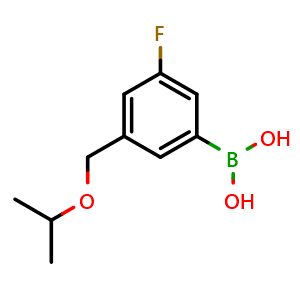Chemical structure of 3-Fluoro-5-(isopropoxymethyl)phenylboronic acid , CAS 1704063-75-1, AChemBlock O34142