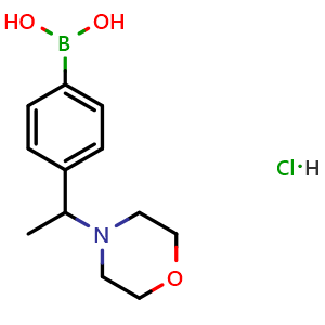 Chemical structure of (4-(1-Morpholinoethyl)phenyl)boronic acid hydrochloride , CAS 1704069-64-6, AChemBlock O34154
