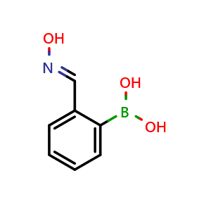 Chemical structure of (E)-(2-((Hydroxyimino)methyl)phenyl)boronic acid , CAS 859160-67-1, AChemBlock O34157