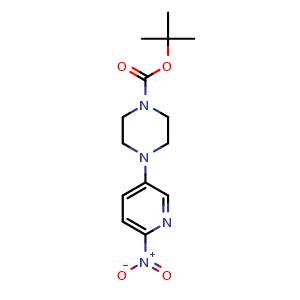Chemical structure of 1-Boc-4-(6-nitropyridin-3-yl)piperazine , CAS 571189-16-7, AChemBlock O34204