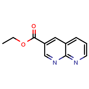 Chemical structure of Ethyl 1,8-naphthyridine-3-carboxylate , CAS 849805-78-3, AChemBlock O34238