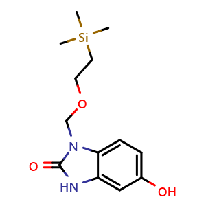 Chemical structure of 5-Hydroxy-1-(2-trimethylsilanyl-ethoxymethyl)-1,3-dihydro-benzoimidazol-2-one , CAS 2173992-53-3, AChemBlock O34246