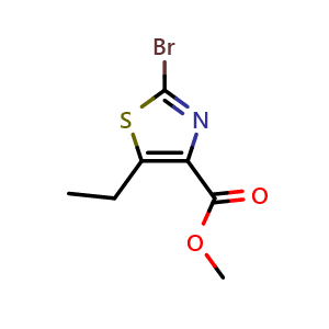 Chemical structure of Methyl 2-bromo-5-ethylthiazole-4-carboxylate , CAS 81569-46-2, AChemBlock O34249