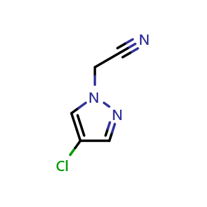 Chemical structure of (4-Chloro-1H-pyrazol-1-yl)acetonitrile , CAS 113336-23-5, AChemBlock O34253