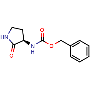 Chemical structure of (R)-Benzyl 2-oxopyrrolidin-3-ylcarbamate , CAS 223407-18-9, AChemBlock O34303