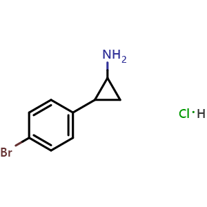 Chemical structure of 2-(4-Bromophenyl)cyclopropanamine hydrochloride , CAS 1306604-68-1, AChemBlock O34315