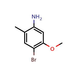 Chemical structure of 4-Bromo-5-methoxy-2-methyl-phenylamine , CAS 152626-77-2, AChemBlock O34338