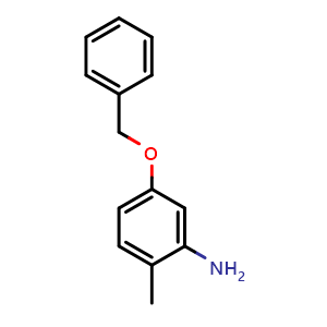 Chemical structure of 5-(Benzyloxy)-2-methylbenzenamine , CAS 19499-88-8, AChemBlock O34340