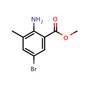 Chemical structure of Methyl 2-amino-5-bromo-3-methylbenzoate , CAS 206548-14-3, AChemBlock O34359