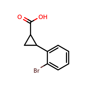 Chemical structure of 2-(2-Bromophenyl)cyclopropanecarboxylic acid , CAS 767359-25-1, AChemBlock O34381