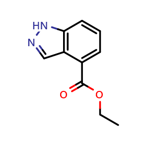 Chemical structure of Ethyl 1H-indazole-4-carboxylate , CAS 885279-45-8, AChemBlock O34396