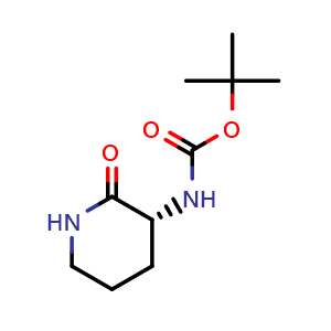 Chemical structure of (R)-tert-Butyl 2-oxopiperidin-3-ylcarbamate , CAS 221874-51-7, AChemBlock O34405