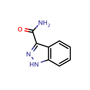 Chemical structure of 1H-Indazole-3-carboxamide , CAS 90004-04-9, AChemBlock O34418