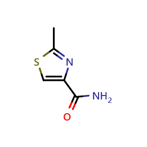 Chemical structure of 2-Methylthiazole-4-carboxamide , CAS 31825-95-3, AChemBlock O34426