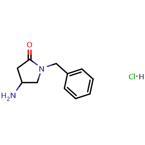 Chemical structure of 4-Amino-1-benzylpyrrolidin-2-one hydrochloride , CAS 478832-05-2, AChemBlock O34433