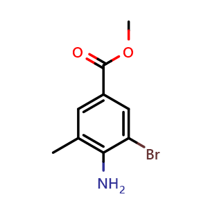 Chemical structure of Methyl 4-amino-3-bromo-5-methylbenzoate , CAS 900019-52-5, AChemBlock O34447