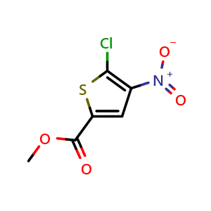 Chemical structure of Methyl 5-chloro-4-nitrothiophene-2-carboxylate , CAS 57800-76-7, AChemBlock O34451