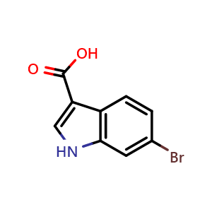 Chemical structure of 6-Bromo-1H-indole-3-carboxylic acid , CAS 101774-27-0, AChemBlock O34494
