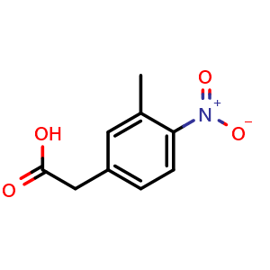 Chemical structure of 2-(3-Methyl-4-nitrophenyl)acetic acid , CAS 143665-37-6, AChemBlock O34514