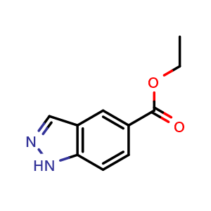 Chemical structure of Ethyl 1H-indazole-5-carboxylate , CAS 192944-51-7, AChemBlock O34522